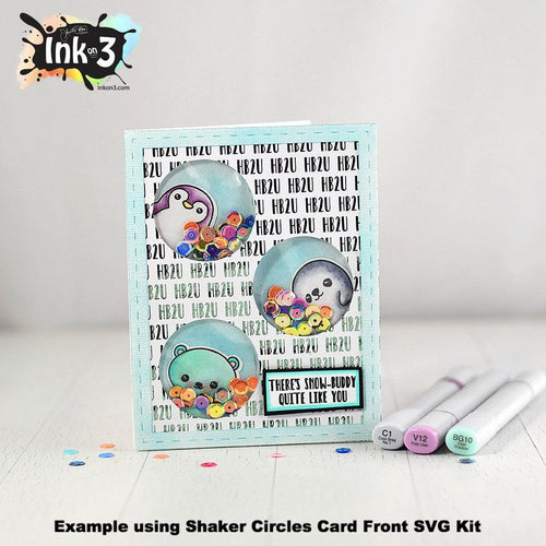 Shaker card using Snow Buddies clear stamps