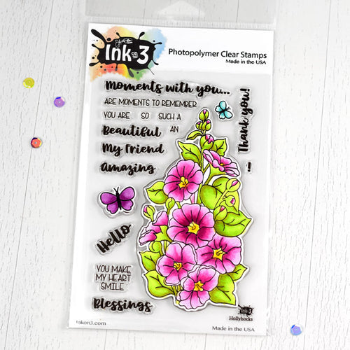 Hollyhocks 4x6 Clear Stamp set inkon3.com
